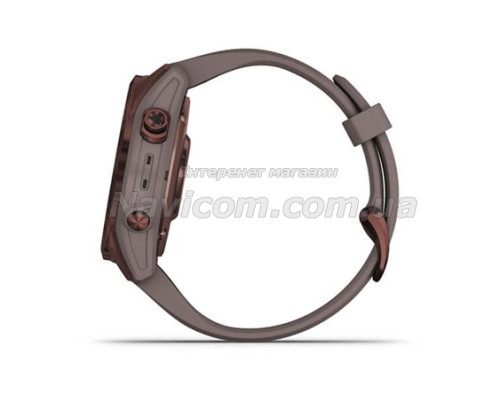 Смарт-годинник Garmin fenix 7S Sapphire Solar темно-бронзовий титановий з глиняно-сірим ремінцем