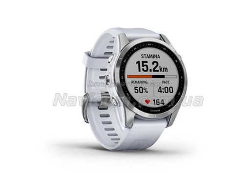 Смарт-годинник Garmin fenix 7S сріблястий з ремінцем кольору білого каменю