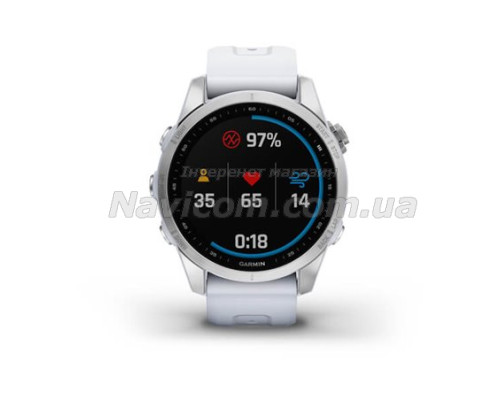 Смарт-годинник Garmin fenix 7S сріблястий з ремінцем кольору білого каменю