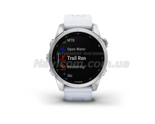 Смарт-годинник Garmin fenix 7S сріблястий з ремінцем кольору білого каменю