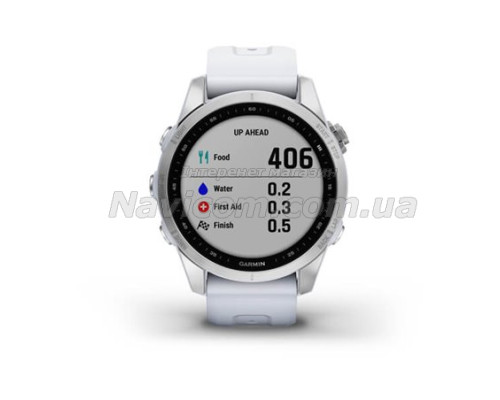 Смарт-годинник Garmin fenix 7S сріблястий з ремінцем кольору білого каменю