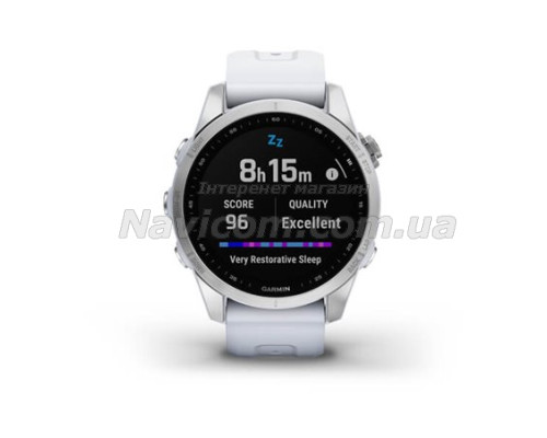 Смарт-годинник Garmin fenix 7S сріблястий з ремінцем кольору білого каменю