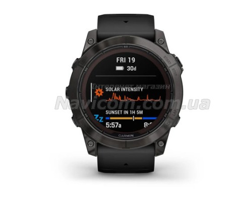 Смарт-годинник Garmin fenix 7X Pro Sapphire Solar Edition карбоново-сірий титановий DLC з чорним ремінцем