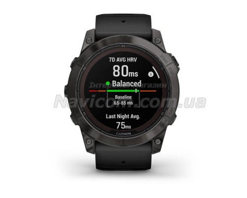 Смарт-годинник Garmin fenix 7X Pro Sapphire Solar Edition карбоново-сірий титановий DLC з чорним ремінцем