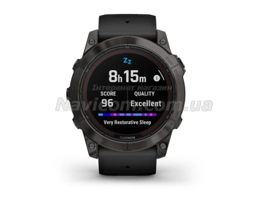 Смарт-годинник Garmin fenix 7X Pro Sapphire Solar Edition карбоново-сірий титановий DLC з чорним ремінцем