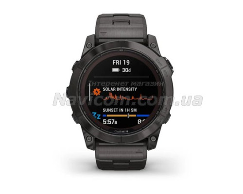 Смарт-годинник Garmin fenix 7X Pro Sapphire Solar Edition карбоново-сірий титановий DLC з титановим вентильованим браслетом