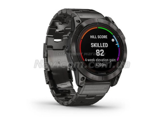 Смарт-годинник Garmin fenix 7X Pro Sapphire Solar Edition карбоново-сірий титановий DLC з титановим вентильованим браслетом