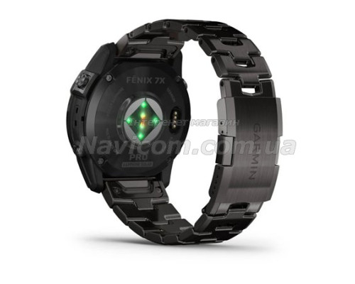 Смарт-годинник Garmin fenix 7X Pro Sapphire Solar Edition карбоново-сірий титановий DLC з титановим вентильованим браслетом