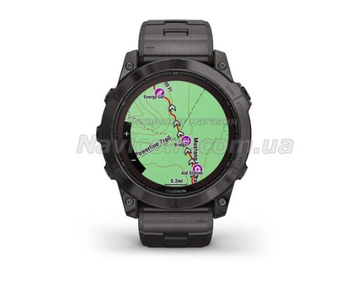 Смарт-годинник Garmin fenix 7X Pro Sapphire Solar Edition карбоново-сірий титановий DLC з титановим вентильованим браслетом