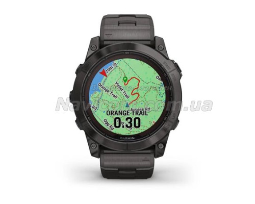Смарт-годинник Garmin fenix 7X Pro Sapphire Solar Edition карбоново-сірий титановий DLC з титановим вентильованим браслетом