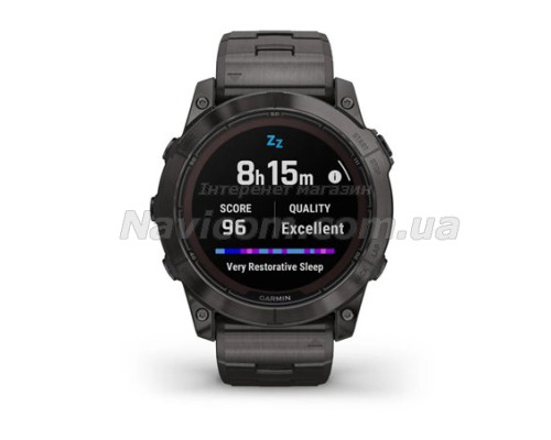 Смарт-годинник Garmin fenix 7X Pro Sapphire Solar Edition карбоново-сірий титановий DLC з титановим вентильованим браслетом