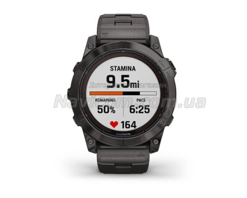 Смарт-годинник Garmin fenix 7X Pro Sapphire Solar Edition карбоново-сірий титановий DLC з титановим вентильованим браслетом