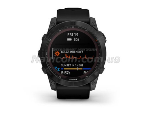 Смарт-годинник Garmin fenix 7X Sapphire Solar чорний титановий DLC з чорним ремінцем
