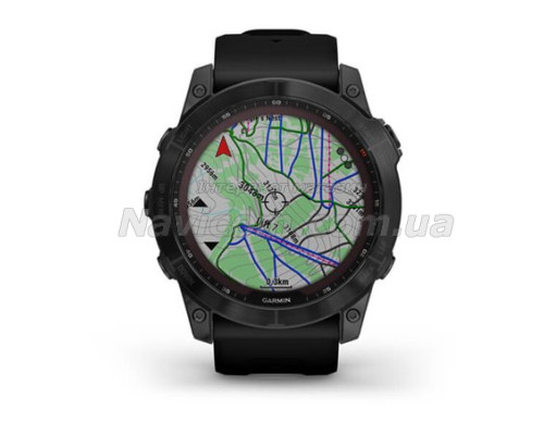 Смарт-годинник Garmin fenix 7X Sapphire Solar чорний титановий DLC з чорним ремінцем
