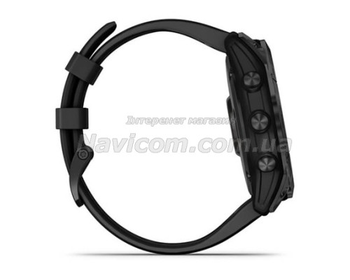Смарт-годинник Garmin fenix 7X Sapphire Solar чорний титановий DLC з чорним ремінцем