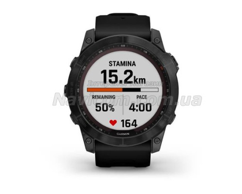 Смарт-годинник Garmin fenix 7X Sapphire Solar чорний титановий DLC з чорним ремінцем