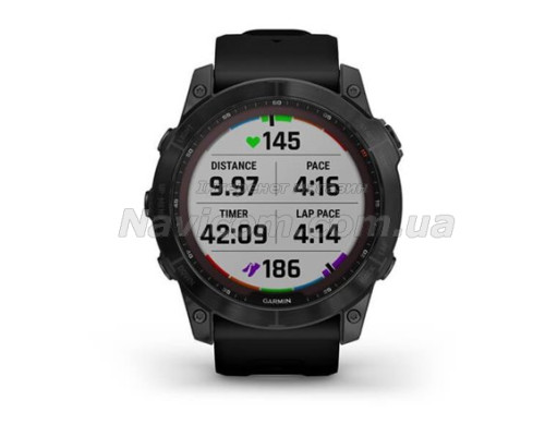 Смарт-годинник Garmin fenix 7X Sapphire Solar чорний титановий DLC з чорним ремінцем