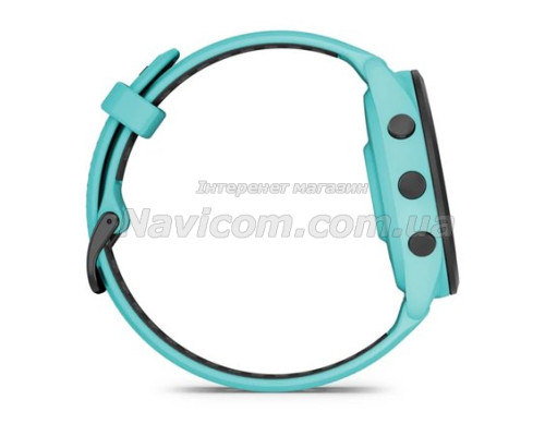 Смарт-годинник Garmin Forerunner 265 з чорним безелем, корпусом кольору аква та аква-чорним силіконовим ремінцем