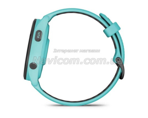 Смарт-годинник Garmin Forerunner 265 з чорним безелем, корпусом кольору аква та аква-чорним силіконовим ремінцем