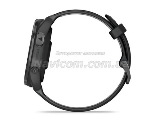 Смарт-годинник Garmin Forerunner 965 з карбоново-сірим титановим безелем, чорним корпусом та чорно-сірим силіконовим ремінцем