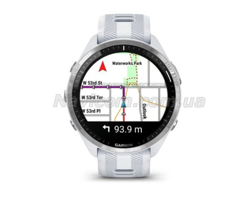 Смарт-часы Garmin Forerunner 965 с титановым безелем, белым корпусом и бело-серым силиконовым ремешком