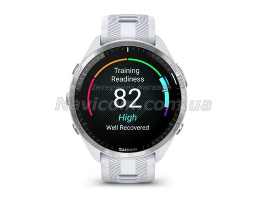 Смарт-часы Garmin Forerunner 965 с титановым безелем, белым корпусом и бело-серым силиконовым ремешком
