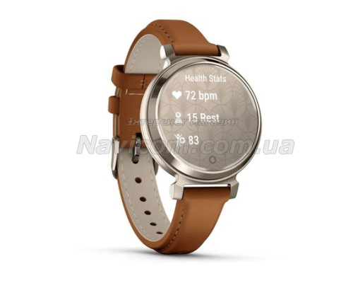 Смарт-годинник Garmin Lily 2 Classic кремово-золотистий із шкіряним ремінцем