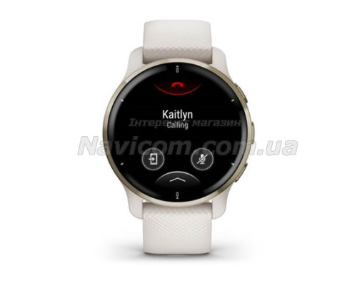 Смарт-часы Garmin Venu 2 Plus айвори с кремово-золотистым безелем и силиконовым ремешком