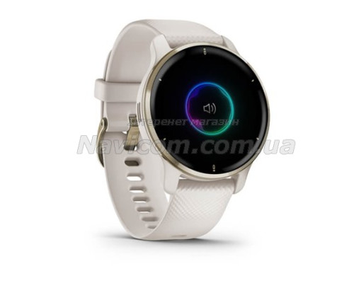 Смарт-часы Garmin Venu 2 Plus айвори с кремово-золотистым безелем и силиконовым ремешком