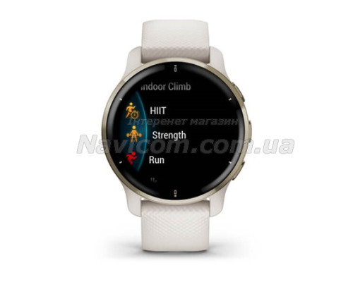 Смарт-часы Garmin Venu 2 Plus айвори с кремово-золотистым безелем и силиконовым ремешком