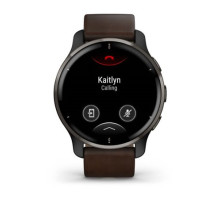 Смарт-годинник Garmin Venu 2 Plus графітовий з коричневим шкіряним ремінцем