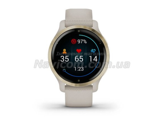 Смарт-годинник Garmin Venu 2S світло-пісочний із золотистим безелем