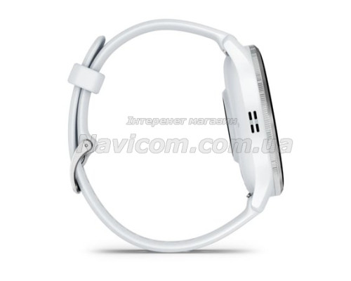 Смарт-годинник Garmin Venu 3 білий зі сріблястим сталевим безелем і силіконовим ремінцем