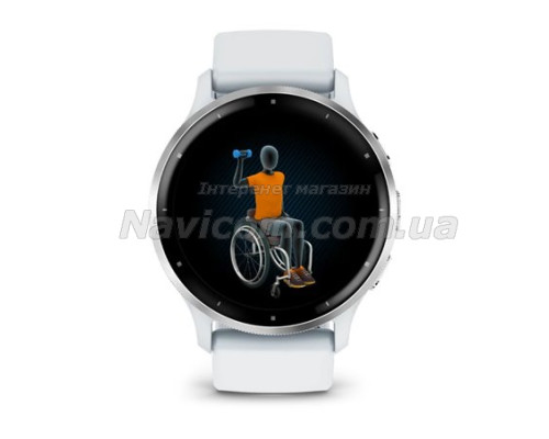 Смарт-годинник Garmin Venu 3 білий зі сріблястим сталевим безелем і силіконовим ремінцем