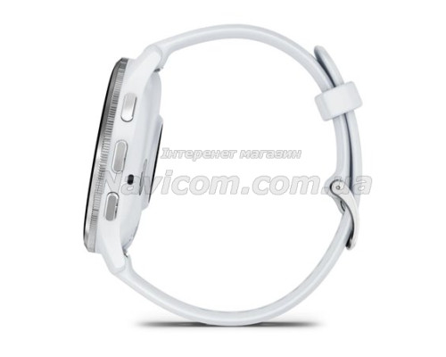 Смарт-годинник Garmin Venu 3 білий зі сріблястим сталевим безелем і силіконовим ремінцем