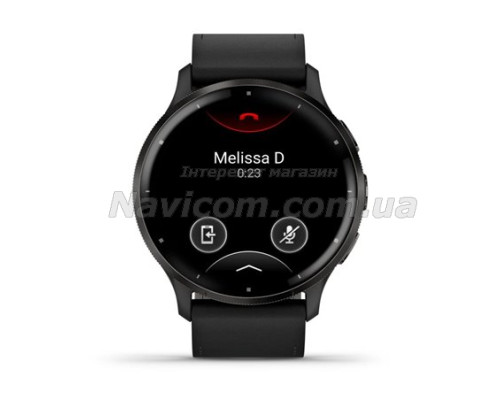 Смарт-годинник Garmin Venu 3 чорний зі сланцевим сталевим безелем і шкіряним ремінцем