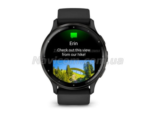 Смарт-годинник Garmin Venu 3 чорний зі сланцевим сталевим безелем і силіконовим ремінцем