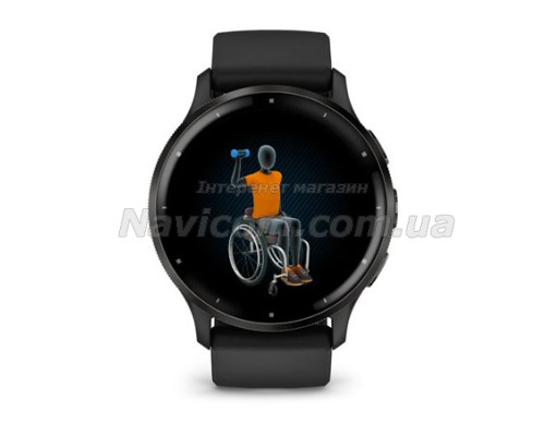 Смарт-годинник Garmin Venu 3 чорний зі сланцевим сталевим безелем і силіконовим ремінцем