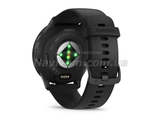 Смарт-годинник Garmin Venu 3 чорний зі сланцевим сталевим безелем і силіконовим ремінцем