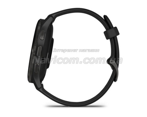 Смарт-годинник Garmin Venu 3 чорний зі сланцевим сталевим безелем і силіконовим ремінцем