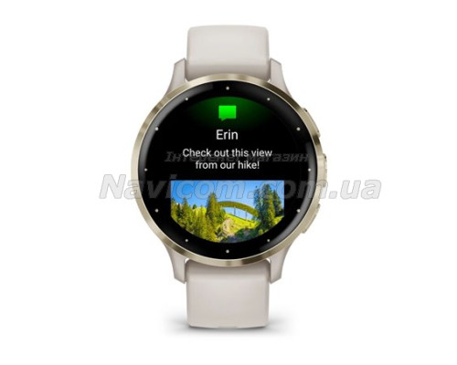 Смарт-годинник Garmin Venu 3s айворі із золотистим сталевим безелем і силіконовим ремінцем