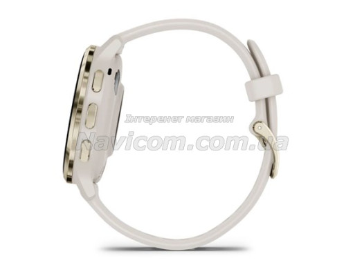 Смарт-годинник Garmin Venu 3s айворі із золотистим сталевим безелем і силіконовим ремінцем