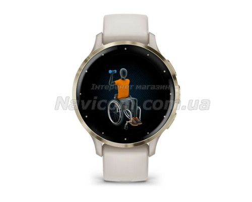 Смарт-годинник Garmin Venu 3s айворі із золотистим сталевим безелем і силіконовим ремінцем