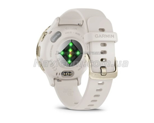 Смарт-годинник Garmin Venu 3s айворі із золотистим сталевим безелем і силіконовим ремінцем