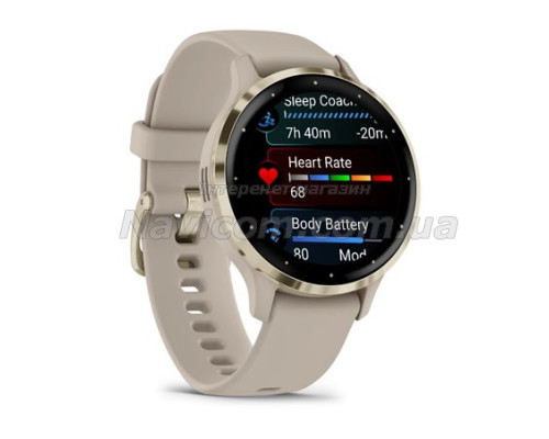 Смарт-годинник Garmin Venu 3s французький сірий із золотистим сталевим безелем і силіконовим ремінцем