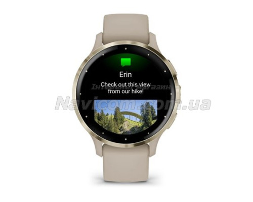 Смарт-годинник Garmin Venu 3s французький сірий із золотистим сталевим безелем і силіконовим ремінцем