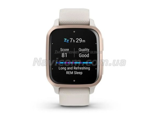 Смарт-годинник Garmin Venu Sq 2 Music Edition айворі з персиково-золотистим безелем