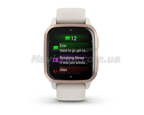 Смарт-годинник Garmin Venu Sq 2 Music Edition айворі з персиково-золотистим безелем