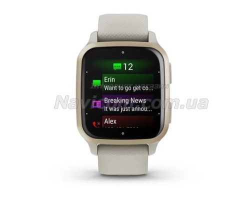 Смарт-годинник Garmin Venu Sq 2 Music Edition французький сірий з кремово-золотистим безелем