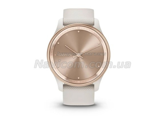 Смарт-годинник Garmin vivomove Trend із персиково-золотистим сталевим безелем, корпусом та ремінцем кольору айворі